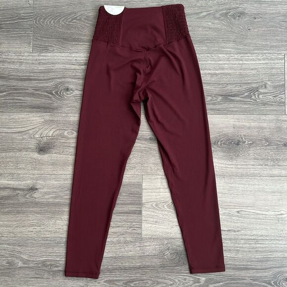 AERIE OFFLINE Real Me Smocked Waistband 7/8 Legging Medium Dark Red Active NWT - Picture 5 of 8